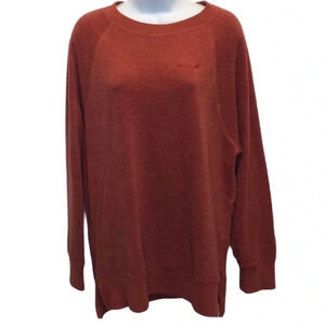 VS PINK Orange Sherpa Pullover Sweatshirt M